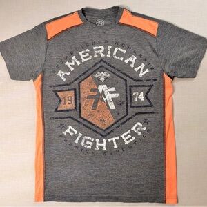 American Fighter men’s gray and orange T-Shirt, Size S/P